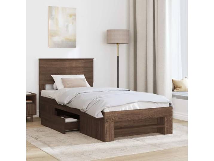 SKTQYQO Bettgestell mit Kopfteil Eiche Braun 80 x 200 cm Technisches Holz, rechteckiges Design, Leseständer, modernes Zimmer