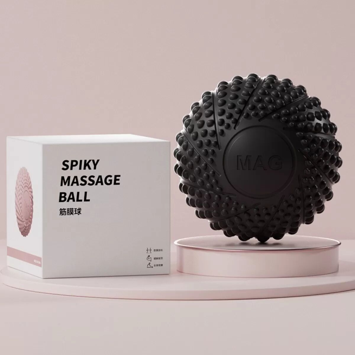 INF Balle de massage myofasciale en forme de cacahuète pour récupération musculaire - TPE massage profond pour pieds, dos, Le noir