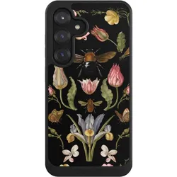 Nivocase Hülle für Samsung Galaxy S25 Handyhülle NIVOcore Case Schwarz Biene Blumenkranz Blüte (Samsung Galaxy S25), Smartphone Hülle, Schwarz