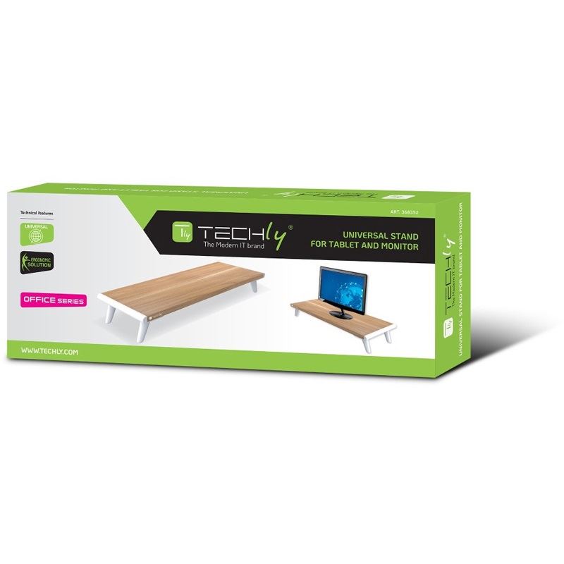 Techly Monitorständer Riser, Naturholz