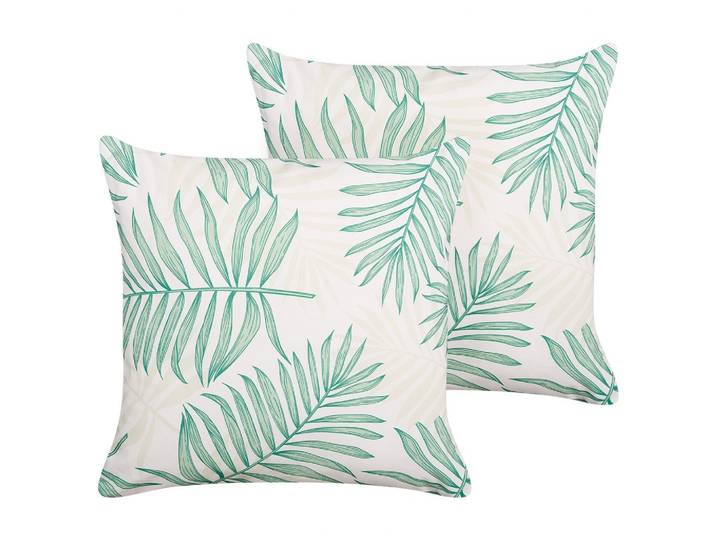 GARTENKISSEN 2er-Set Blattmuster beige/ grün 45/45 cm Poggio