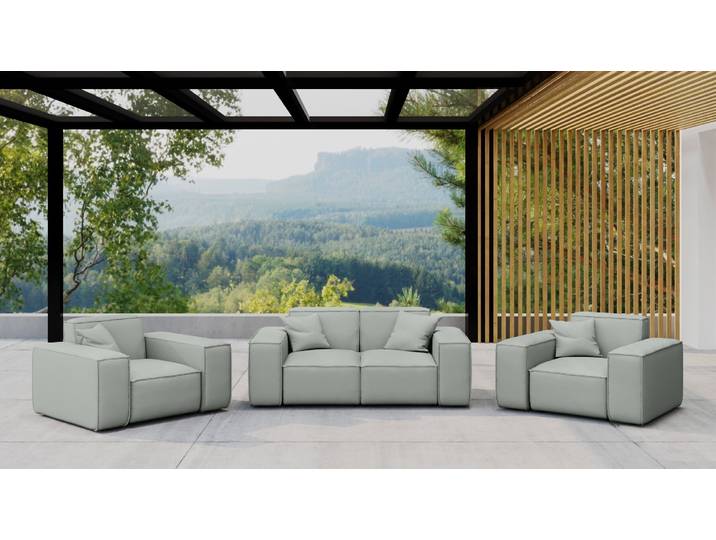 Kaiser Möbel Gartenmöbel-Set 2 1 1 für Garten, Terrasse, Gartenmöbel, MALIBU Lounge-Set, gemütlich und komfortabel Hellgrau