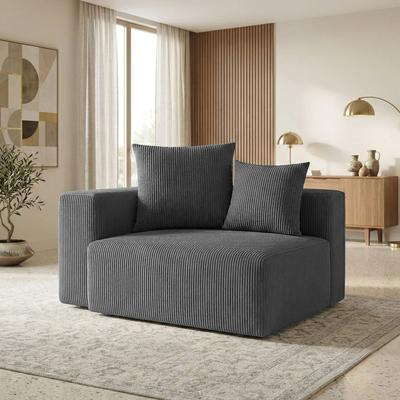 Uixe DIY Corduroy Collection Upholstered Modular Sectional Sofa Ottoman