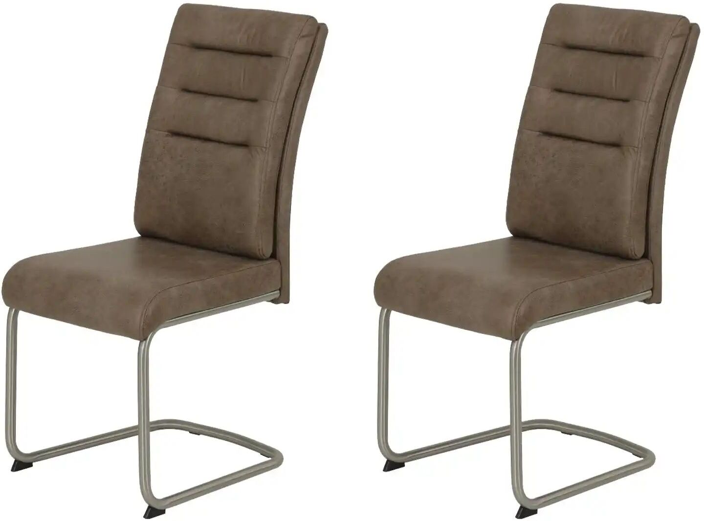 Höffner Polsterschwingstuhl 2er-Set in Leder-Optik Andrei ¦ braun ¦ Maße (cm): B: 65 H: