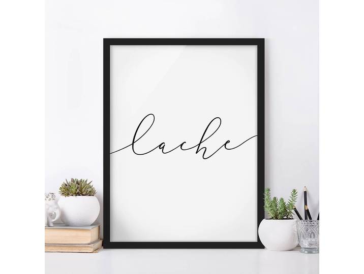 Tableau déco Lache calligraphie Papier Cadre : placage en bois véritable Pin Blanc 50 x 70cm