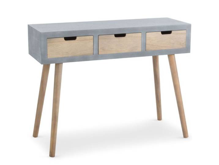 MENZZO Console scandinave 3 tiroirs Tatum Gris