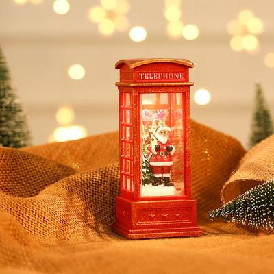 Modern Mode Marketplace Santa Claus, Snowman Gifts, Christmas Phone Booth Lights, Window Scene Ornament, Xmas Party Home, Christmas Party Decor 1 pcs