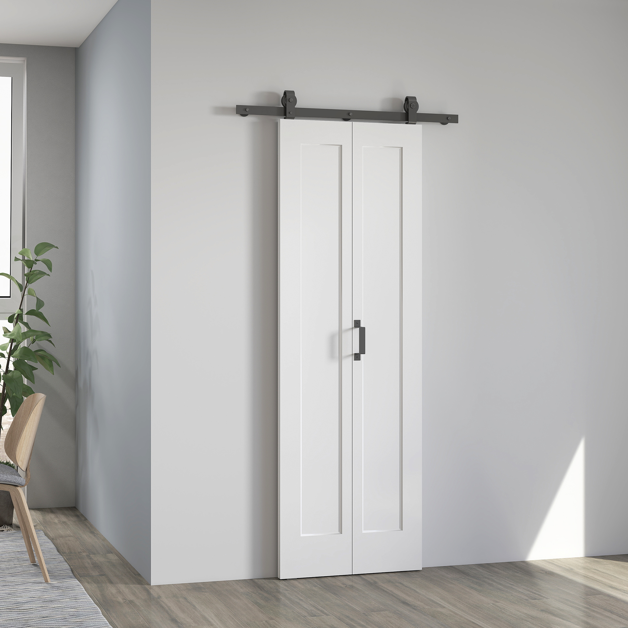 Homcom Porta Scorrevole a Libro Pieghevole a Portafoglio con Superficie Verniciabile, 70x210 cm, Bianco   Aosom Italy