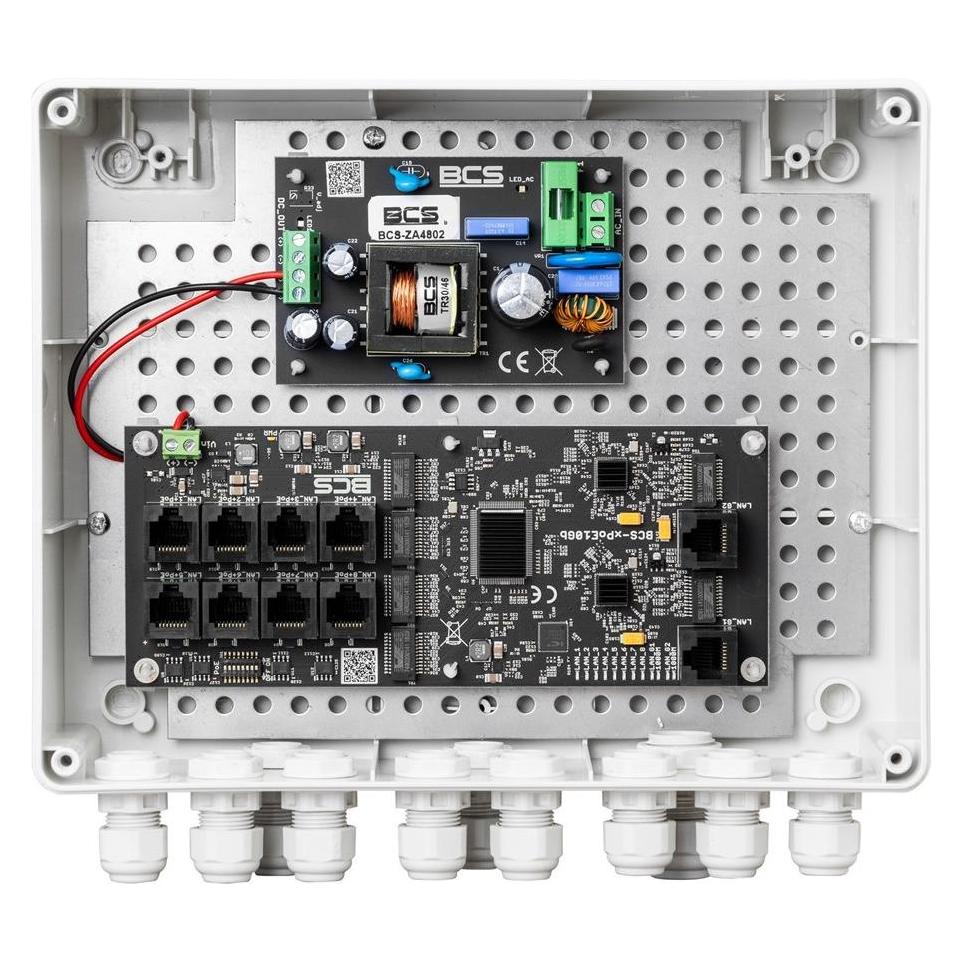 BCS BCS-IP8Gb/Z/E-S PoE-Netzteilset für IP-Kameras bis zu 8 Empfängern (BCS-IP8Gb/Z/E-S)