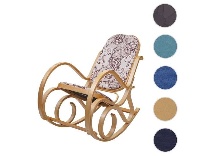 Fauteuil à bascule M41 fauteuil TV bois massif tissu textile jacquard marron