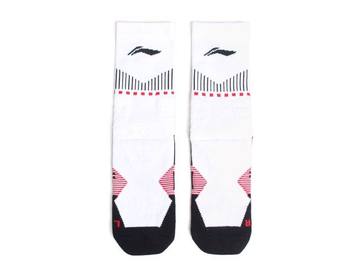 LI-NING Chaussettes mi-longues de basket-ball résistantes, confortables et respirantes blanc/noir/rouge honneur XL