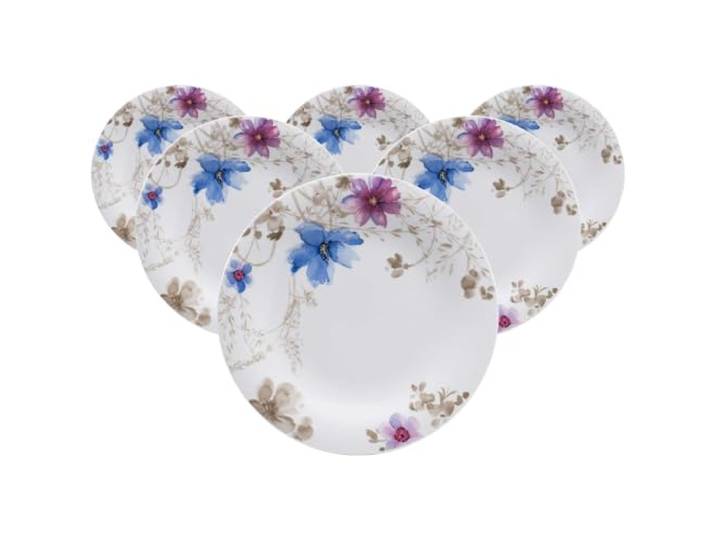 Villeroy & Boch Mariefleur Gris Basic Speiseteller 6er Set, 27 cm Bunt, Spülmaschinenfest, Mikrowellensicher, Geschirr Blumen, Teller, Essteller Keramik, Premium Porzellan