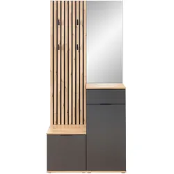 Kompaktgarderobe Simple Dekor Grau Anthrazit