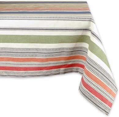 DII Design Imports Warm Stripe Kitchen Tablecloth (84 Inch Wide x 60 Inch Long)