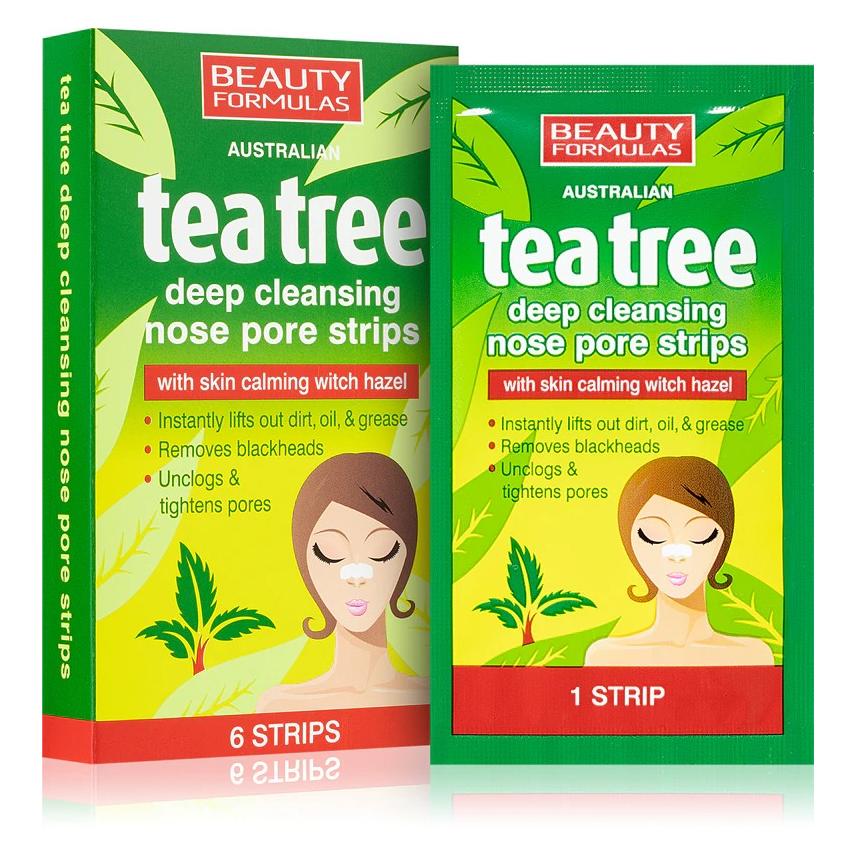 Beauty Formulas Tea Tree Deep Cleansing Nose Pore Strips Deep Cleansing Nose Strips 6Pcs. (Reinigungstücher Gesicht, 50 g) (33078076)