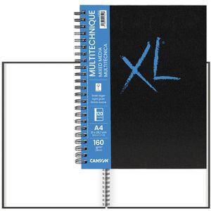 Canson Skizzenbuch XL Book Mixed Media, A4, hoch, 160 g/m², weiß, Spiralbindung, 60 Blatt