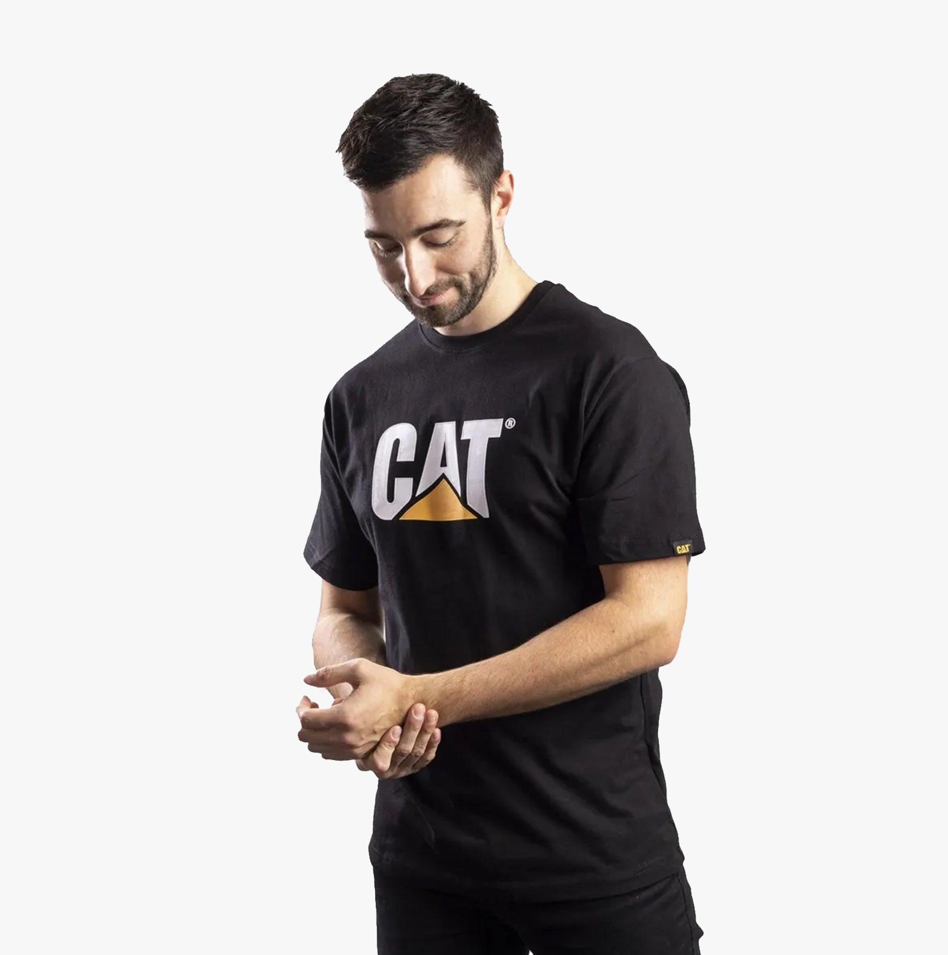CAT HANDTEKENING LOGO Heren Katoenen T-Shirt Zwart