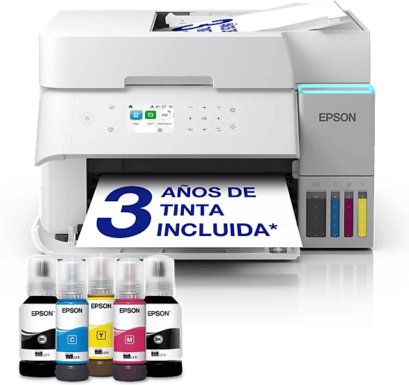 Impresora multifunción tinta - Epson EcoTank ET-3956, Inyección de Tinta, WiFi, Escáner y Copia, A4, Blanco
