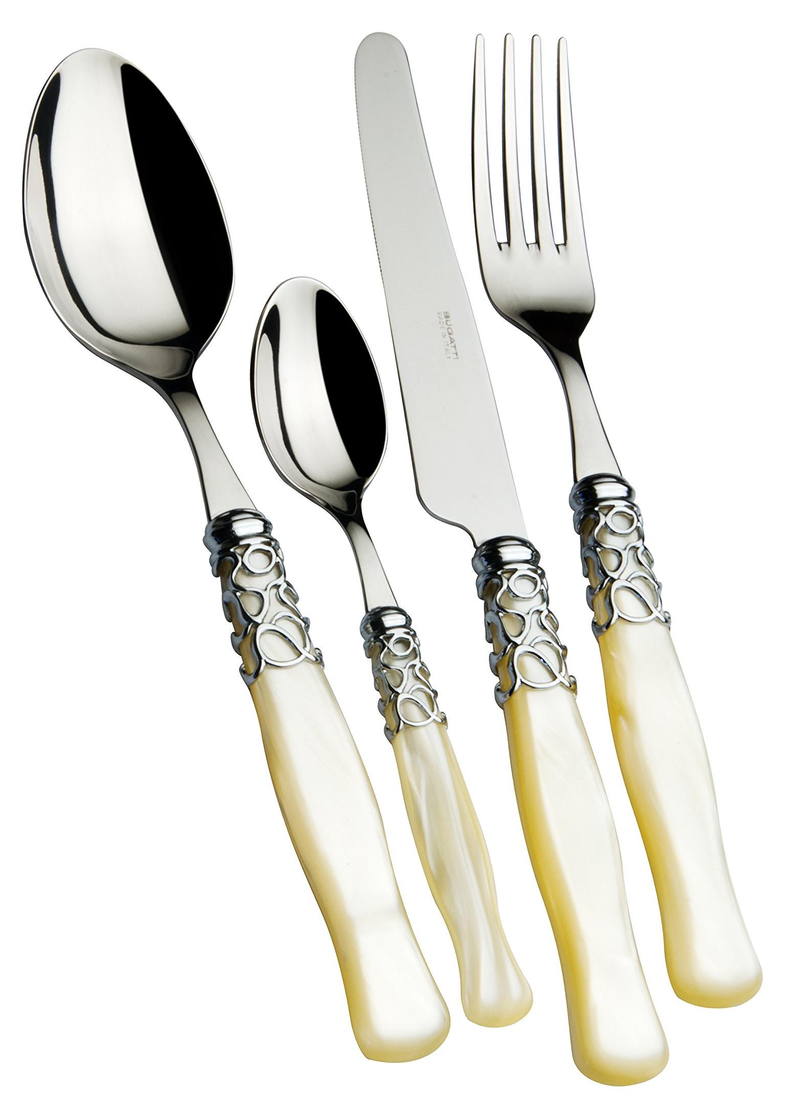 Besteck-Set 24-teilig, Edelstahl 18/10, Elfenbein-Griff