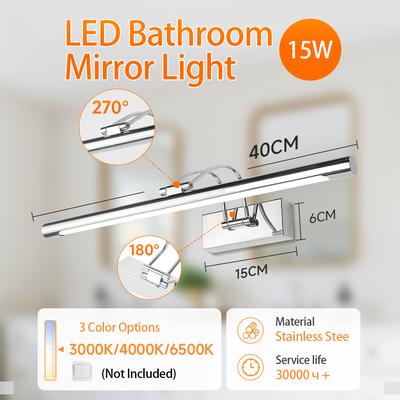 Fusion Finds Mirror Light Fixture With Tri Color Memory Mode For Bathroom Vanity & Makeup Mirror chrome