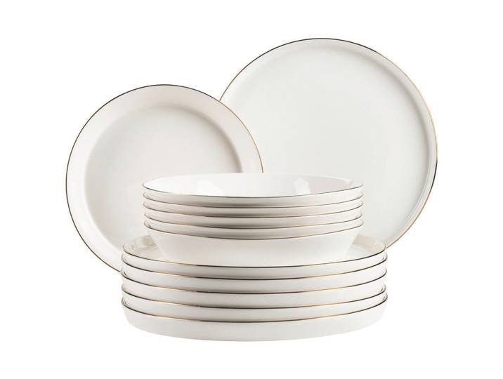 Mäser Tafelservice Sita, Weiß, Gold, Keramik, 12-teilig, Essen & Trinken, Geschirr, Geschirr-Sets, Tafelservice
