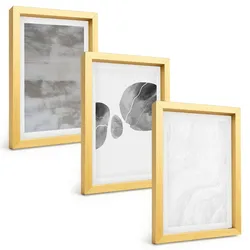 BILDER SET 3er Set - 20x30 cm Goldrahmen - Abstrakte moderne Strukturen