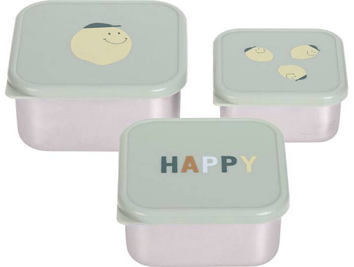 Lässig Opvang en bewaarbakjes van RVS Snackbox 3-delige set - Happy Fruits Lemon