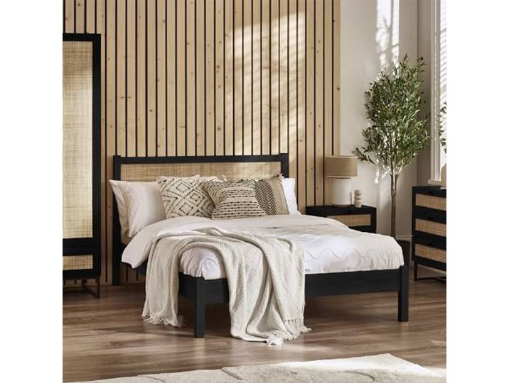 Julian Bowen Padstow Rattanbett, Kingsize-Bett, 150 cm, Schwarz