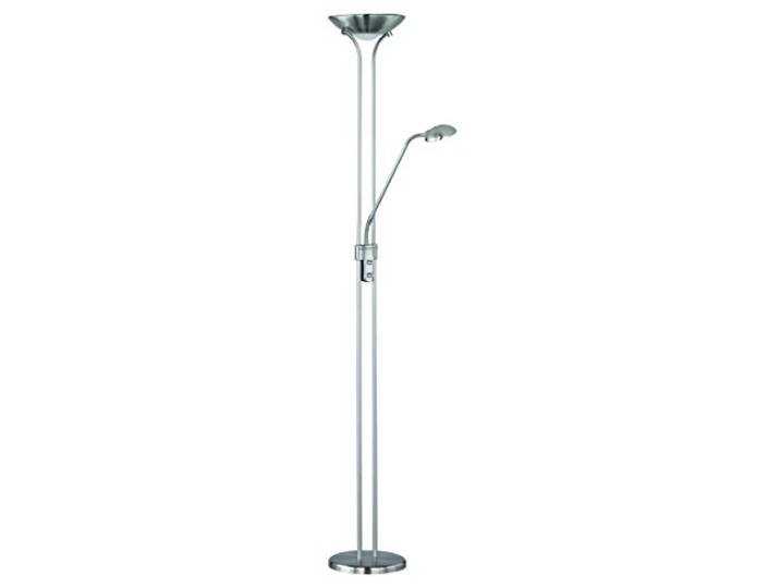 Reality Leuchten Deckenfluter Spock R42292107 in Nickel matt, Fluter inkl. 20 Watt LED, Lesearm inkl. 5 Watt LED, Fluter und Lesearm getrennt schaltbar, Höhe180cm