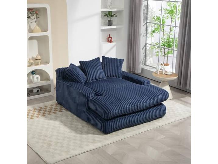 Ball & Cast Sofa Cord, Boneless Couch mit 3 weichen Kissen, Bequemes Cloud Sofa für Wohnzimmer und Wohnung, Marine, 1 Sitzplatz