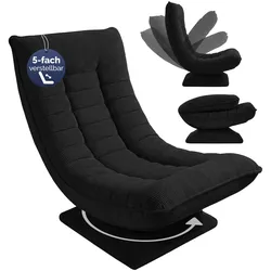 Sessel Aberdeen Schwarz Cord 5fach verstellbar 360 Grad drehbar klappbar