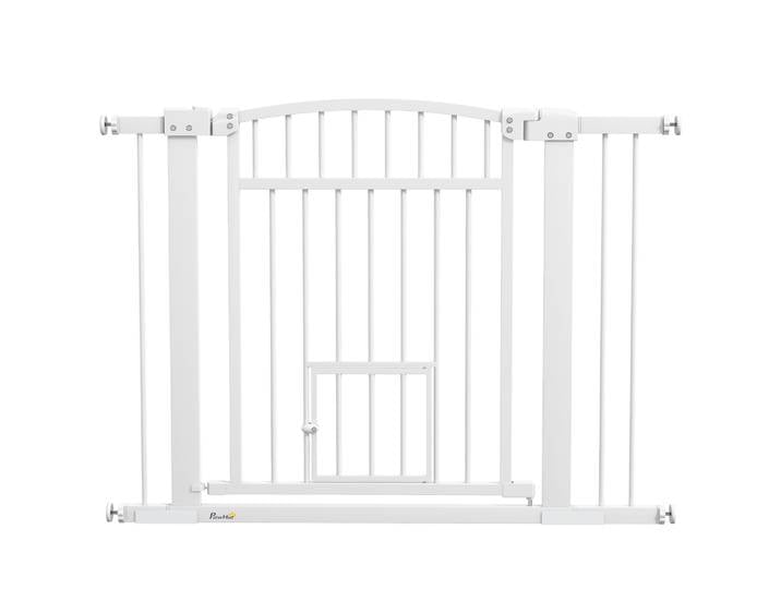 PawHut Barrière de sécurite chien extensible 76-104 x 77 cm, barrière d'escalier et de portes avec système de double verrouillag