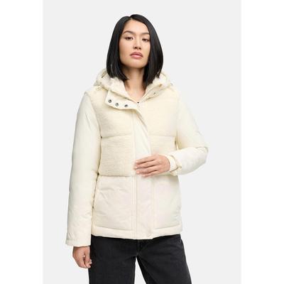 Winterjacke MARIKOO "Sheeta", Damen, Gr. M, weiß (sanftes weiß), Obermaterial: 100% Polyester. Futter: 100% Polyester. Wattierung: 100% Polyester. Ärmelfutter: 100% Polyester, Jacken Winterjacke, Kombination aus Teddyfleece und glattem Material