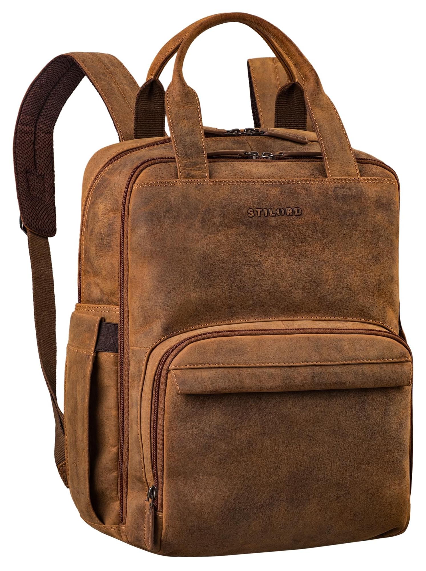 Leder Laptop Rucksack für 15 Zoll mit Griff