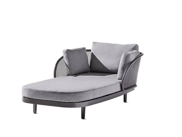 möbelando Daybed >Samoa< in hellgrau, Olefin,Polypropylen - 210x71x117cm (BxHxT)