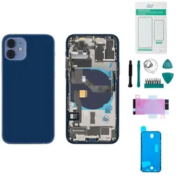 iPhone 12 Gehäuse mit Backcover Blau - Set