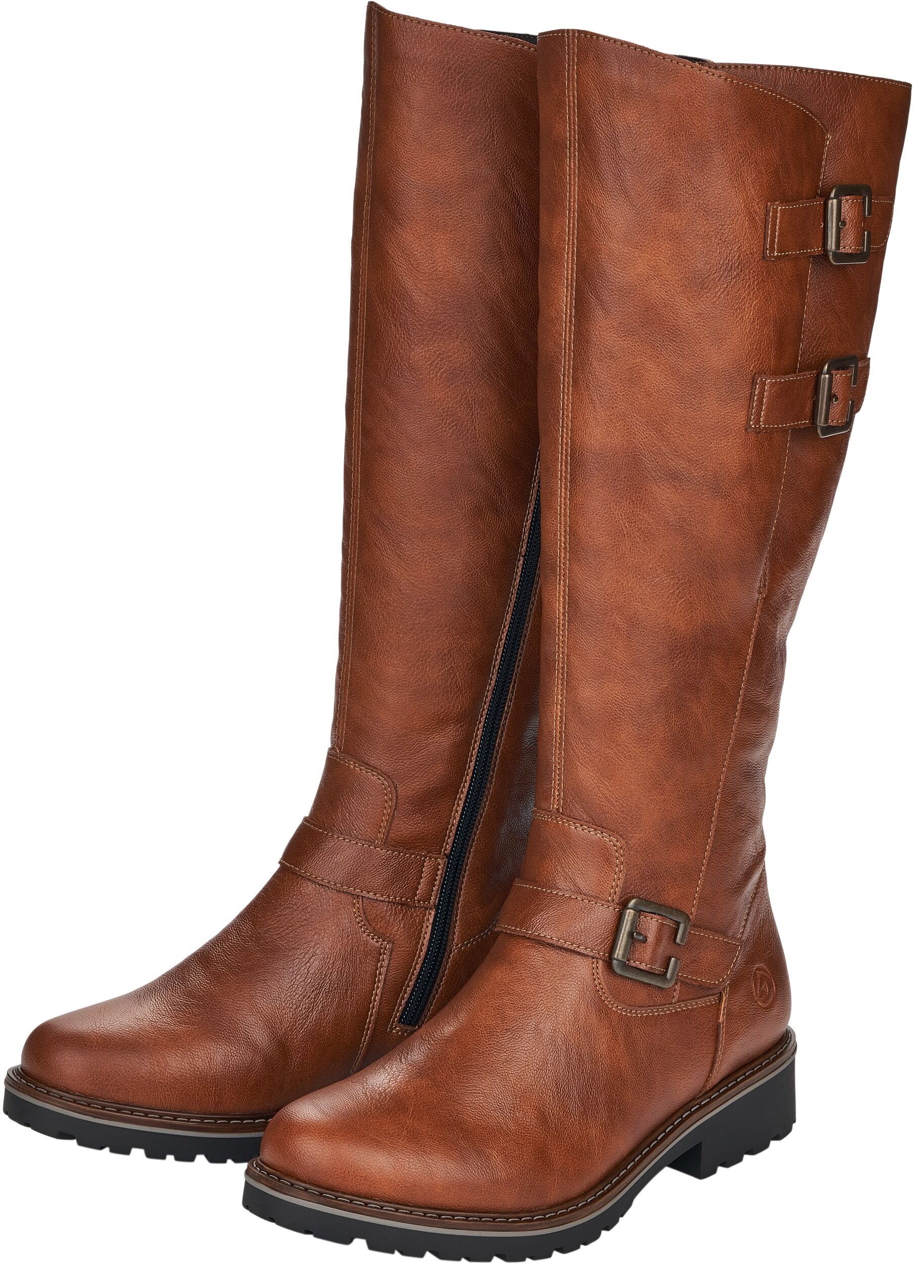 Winterstiefel REMONTE, Damen, Gr. 41, Lammfell Warmfutter, XL-Schaft, braun, Lederimitat, Schuhe Winterstiefel, Blockabsatz, Langschaftstiefel, Wechselfussbett, XL-Schaft braun 41, Lammfell Warmfutter, XL-Schaft
