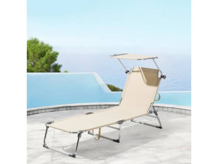 Transat avec Pare-Soleil Legorreta Aluminium Polyester Argenté Mat Beige