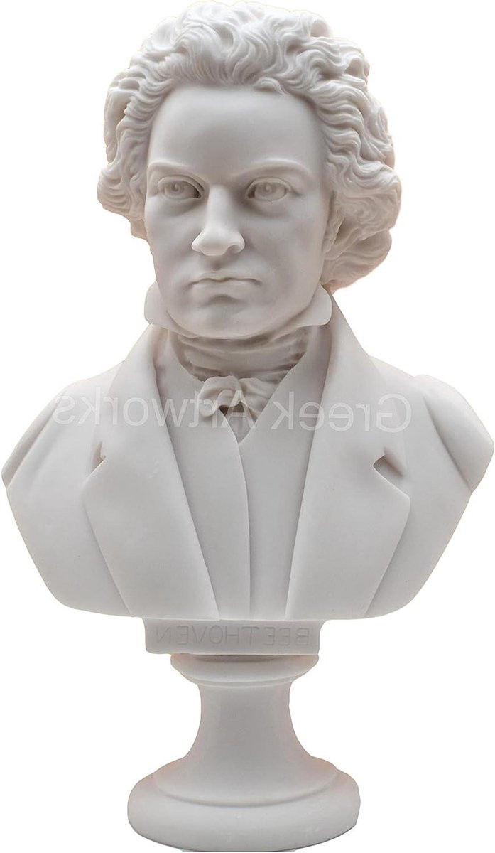 Beethoven Hoofd Bust Muziek Sculptuur Pianist Decoratie Wit Hoogte: 30 cm