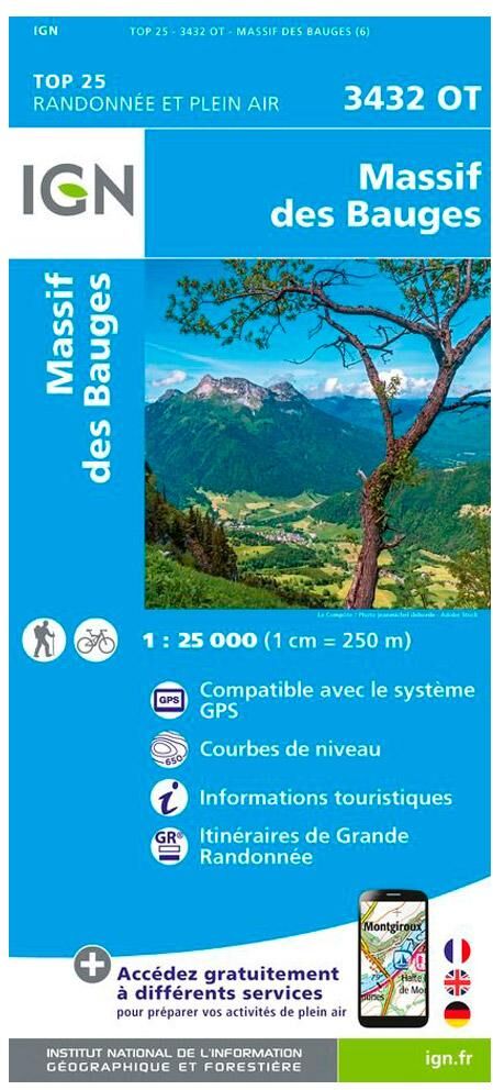 IGN  - 3432OT Massif des Bauges - Carte