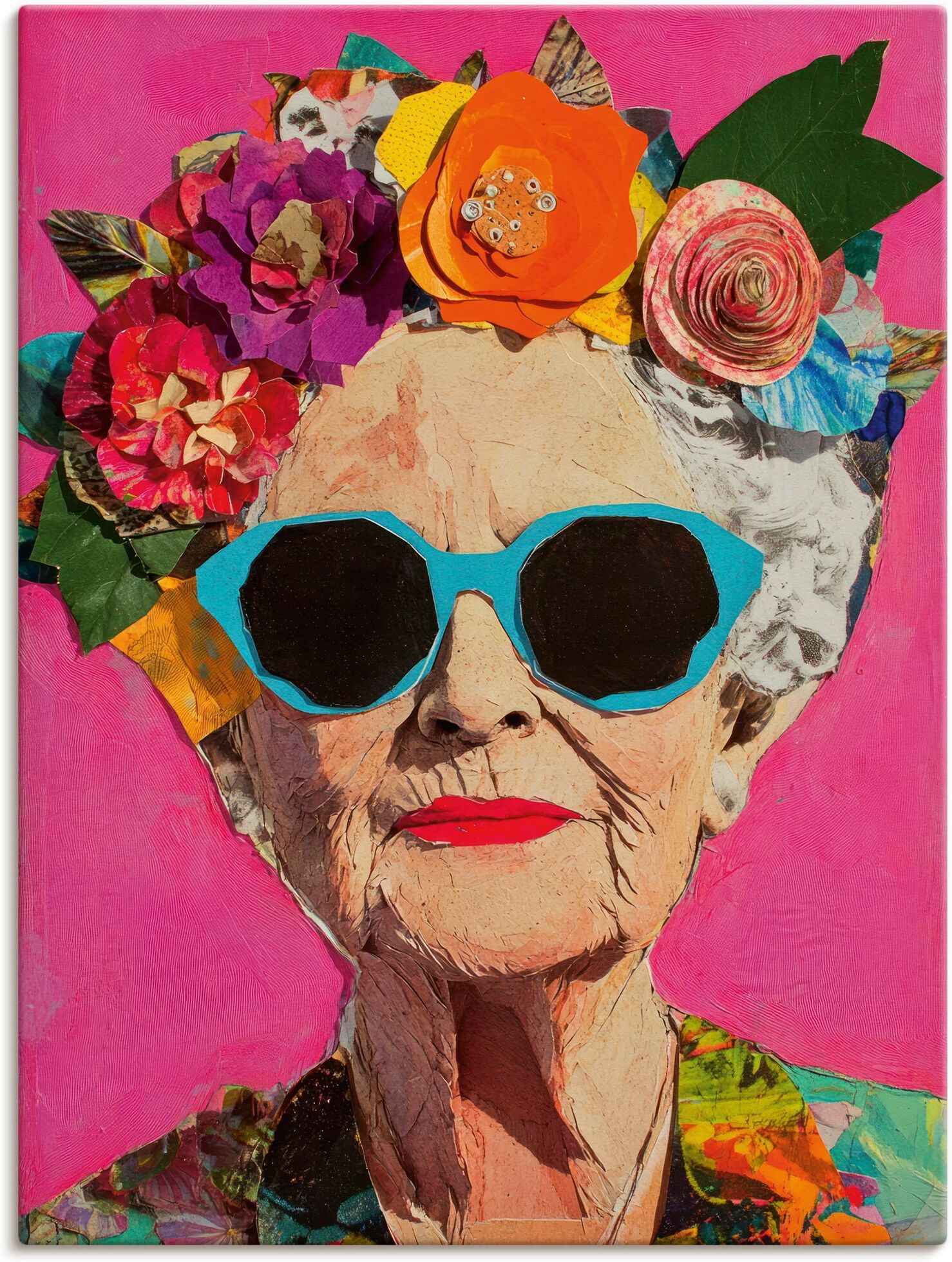 Artland "Wild und fabelhaft, Frau mit Blumenkranz" Bilder von Frauen 1 Stk. tlg. als Alubild, Leinwandbild, Poster, Wandaufkleber in verschied. Grössen farbe bild(er): farbig B/H/T: 60cm x 80cm, Leinwandbild Bilder von Frauen Hochformat, 1 Stk.