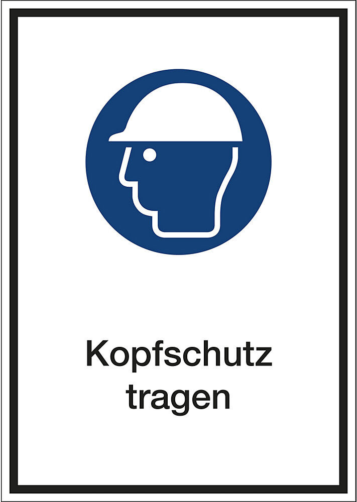 kaiserkraft Kombizusatzschilder für Gebotszeichen, Kopfschutz tragen, Folie, LxHxT 210 x 297 x 0.1 mm