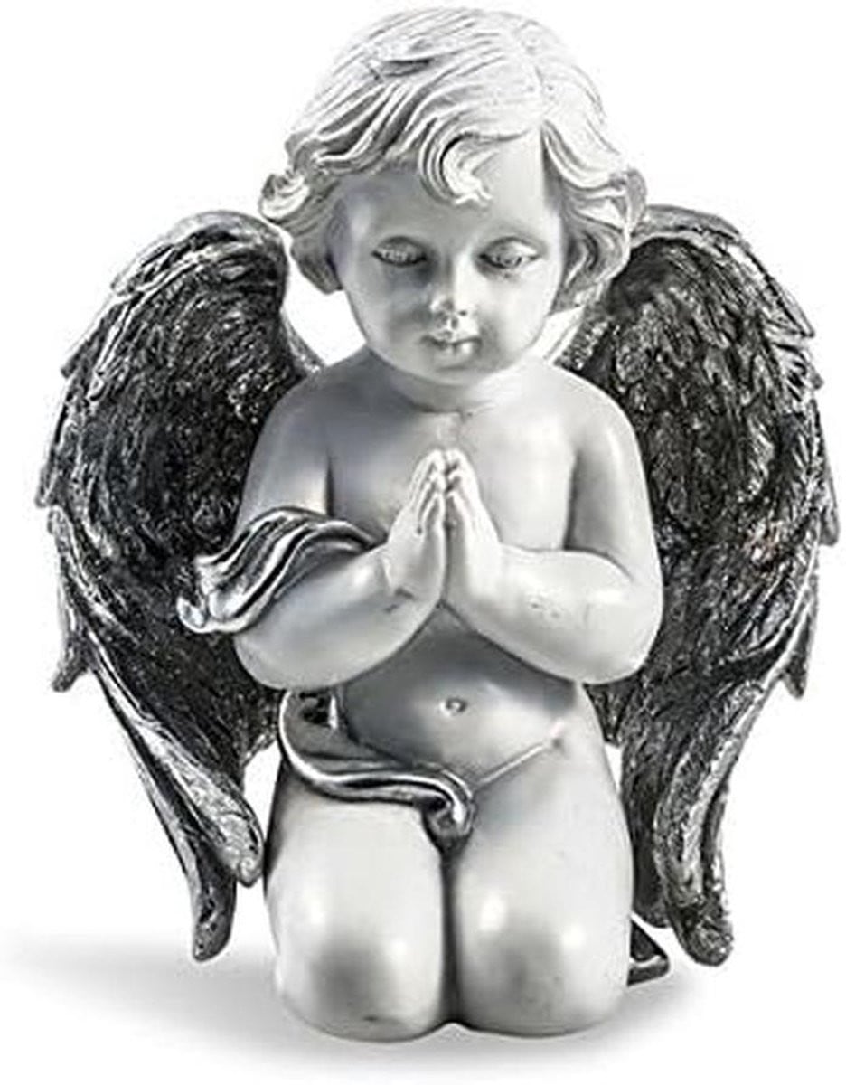 Engel Figuur Zilverkleurig Decoratie voor op Tafel Hoogte: 18,6 cm