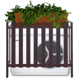 Verkleidung für Klimaanlage/Wärmepumpe MCW-K58, Abdeckung Schutzgitter Pflanzenregal, Metall 80x90x39cm ~ braun