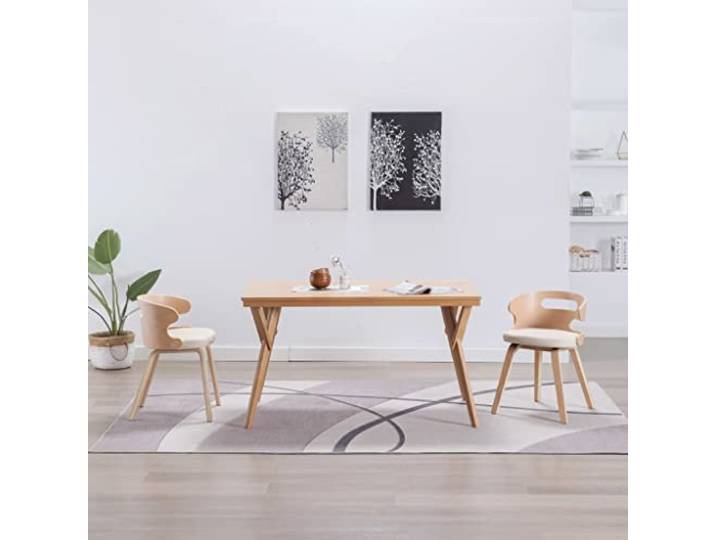 HGPOTUY Esszimmerstühle 2 STK Creme Bugholz Kunstleder Massivholzrahmen, Pflegeleichte Polsterung, Belastbar bis 110 kg, Modernes Design