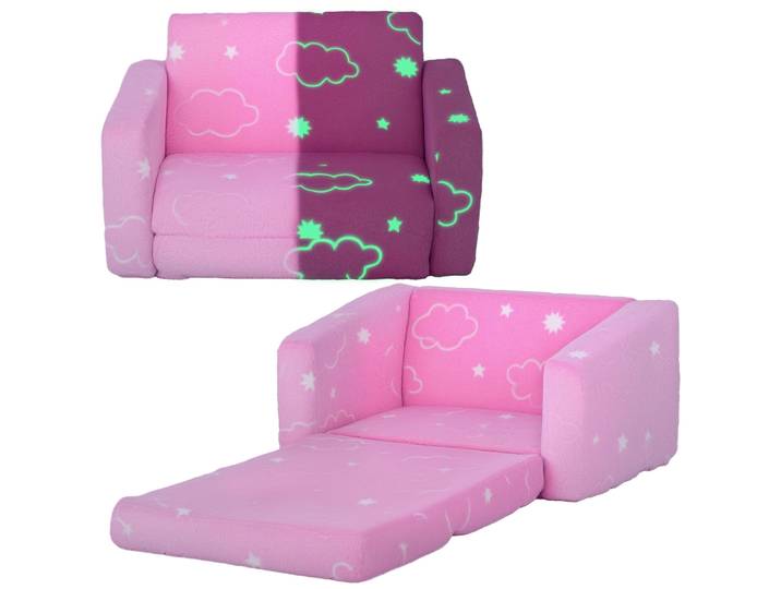 Fauteuil pliant 2-en-1 pour enfants Aiyaplay, recouvert d'un tissu lumineux