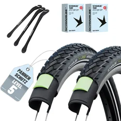 2 x Schwalbe Marathon Fahrradreifen 28 x 1,10 Zoll (28-622) GreenGuard Reflex + 2 Schläuche Sclaverandventil (SV) + 3 MSZweirad Reifenheber