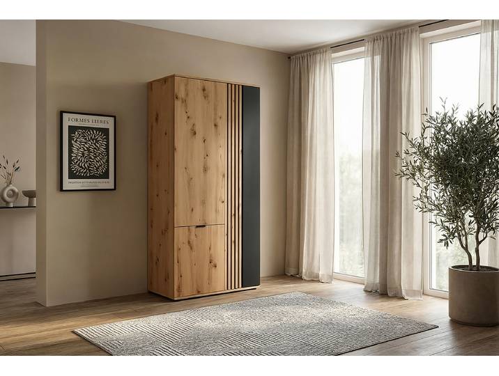 Drehtürenschrank 91 x 196 x 56cm Holz/Braun