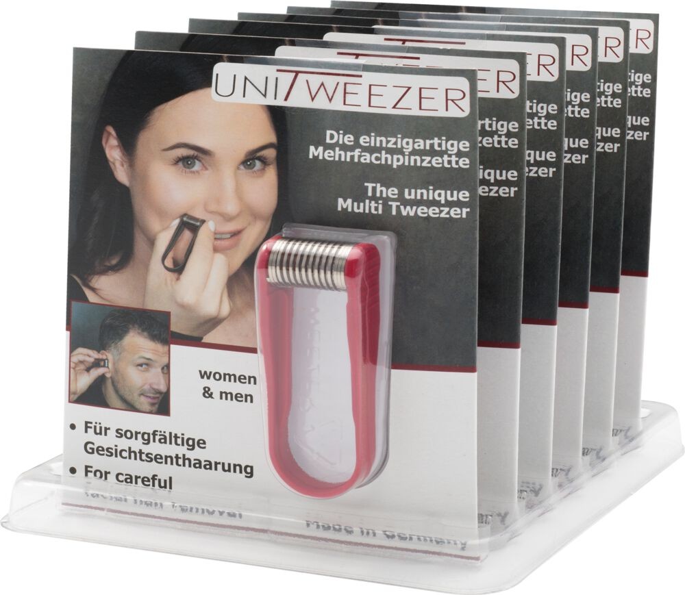 Unitweezer Display mit 6 Mehrfach-Spiralpinzetten Rot FW-35400009