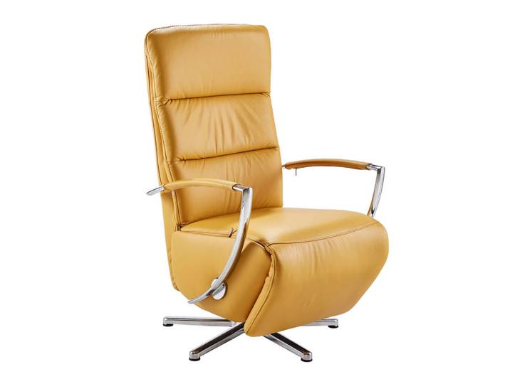 Cantus Relaxsessel, Gelb, Metall, Echtleder, Color-Finish-Leder, 64x108-112x80 cm, Goldenes M, Lederauswahl, Stoffauswahl, Liegefunktion, Herz-Waage-Funktion, Wohnzimmer, Sessel, Relaxsessel
